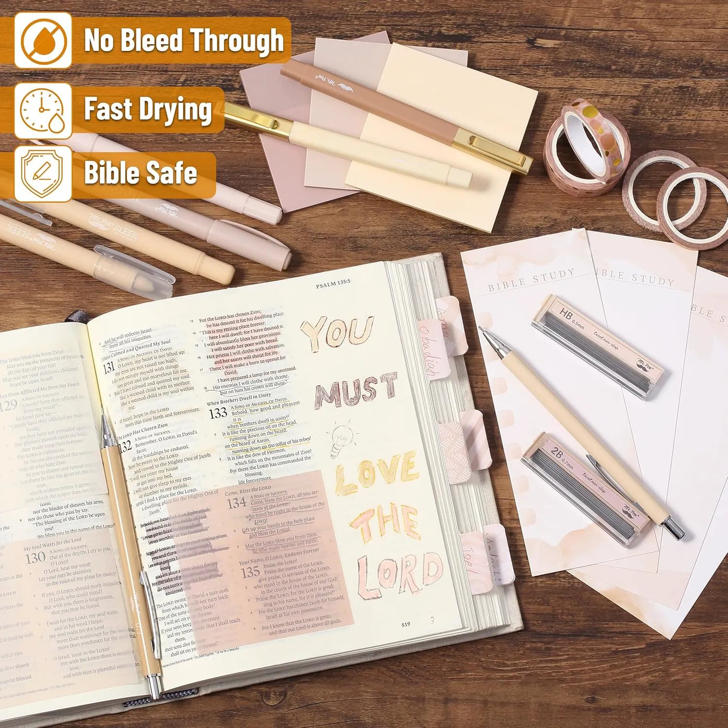 Mr. Pen Bible Journaling Kit for Women - Golden Blush Theme, Bible Study Supplies, Easter Gift
