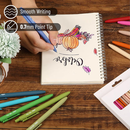 Retractable Gel Pens 12-Pack: Cute Design, Colored Ink, Quick-Dry, Fine Point 0.7mm
