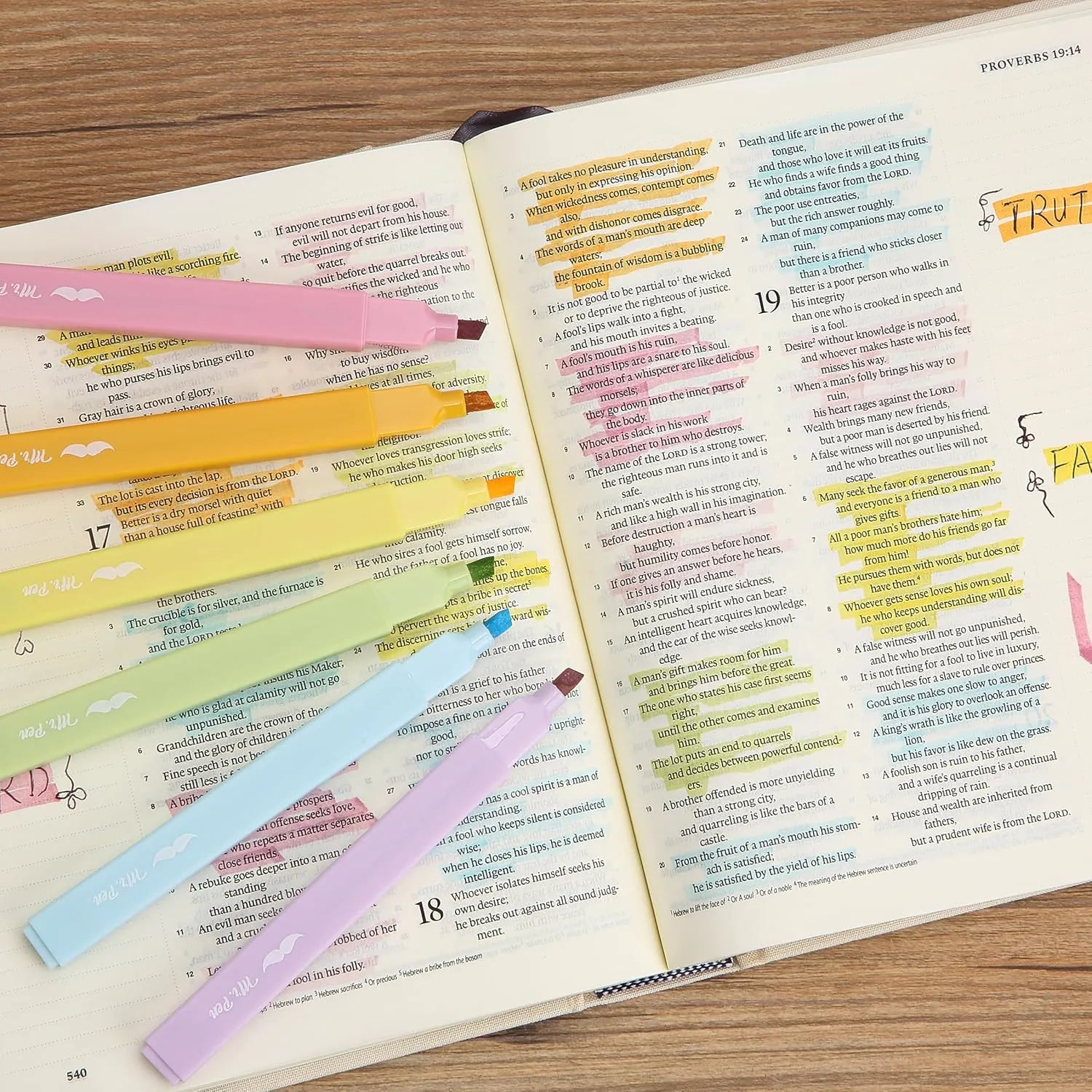 12-Pack Aesthetic No-Bleed Highlighters & Pens for Bible Study, Pastel Colors, Black Ink
