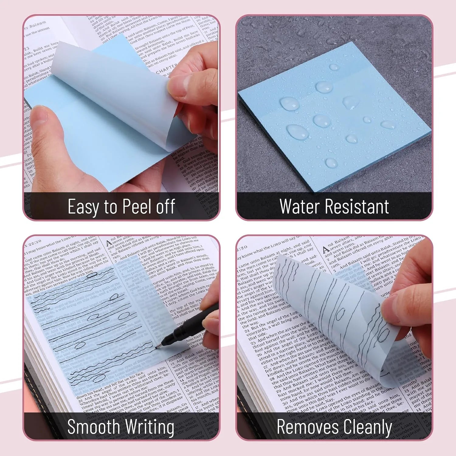 Mr. Pen Transparent Sticky Notes 3x3 Dreamy Pastel 12 Pads 600 Sheets See Through Bulk
