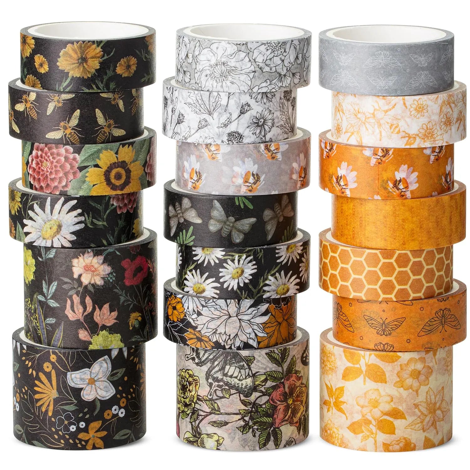 Golden Hives Washi Tape Set - 20 Rolls, Assorted Widths