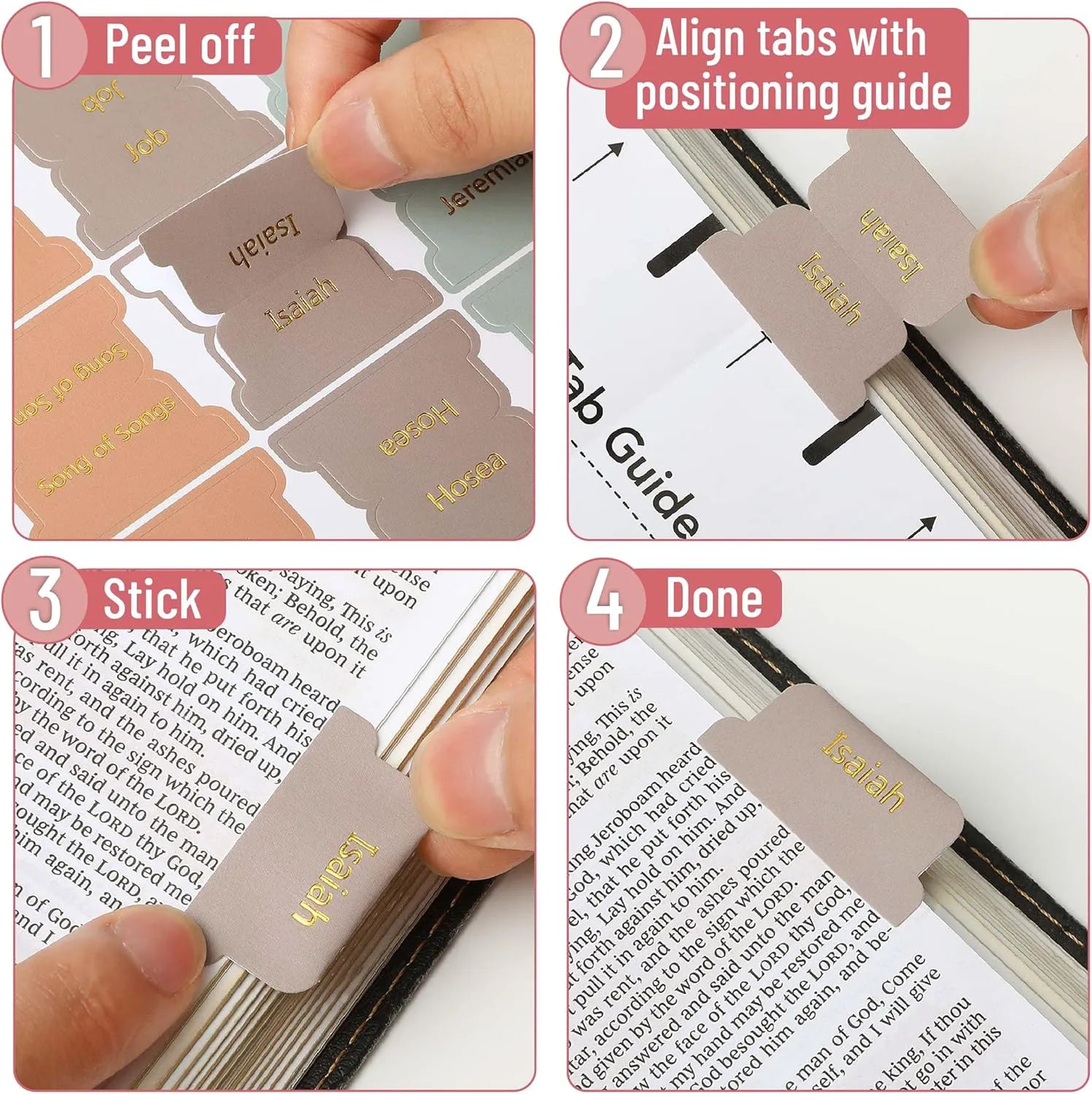Mr. Pen Bible Tabs - 75 Gold Embossed Laminated Tabs, Spring Palette Design for Men & Women