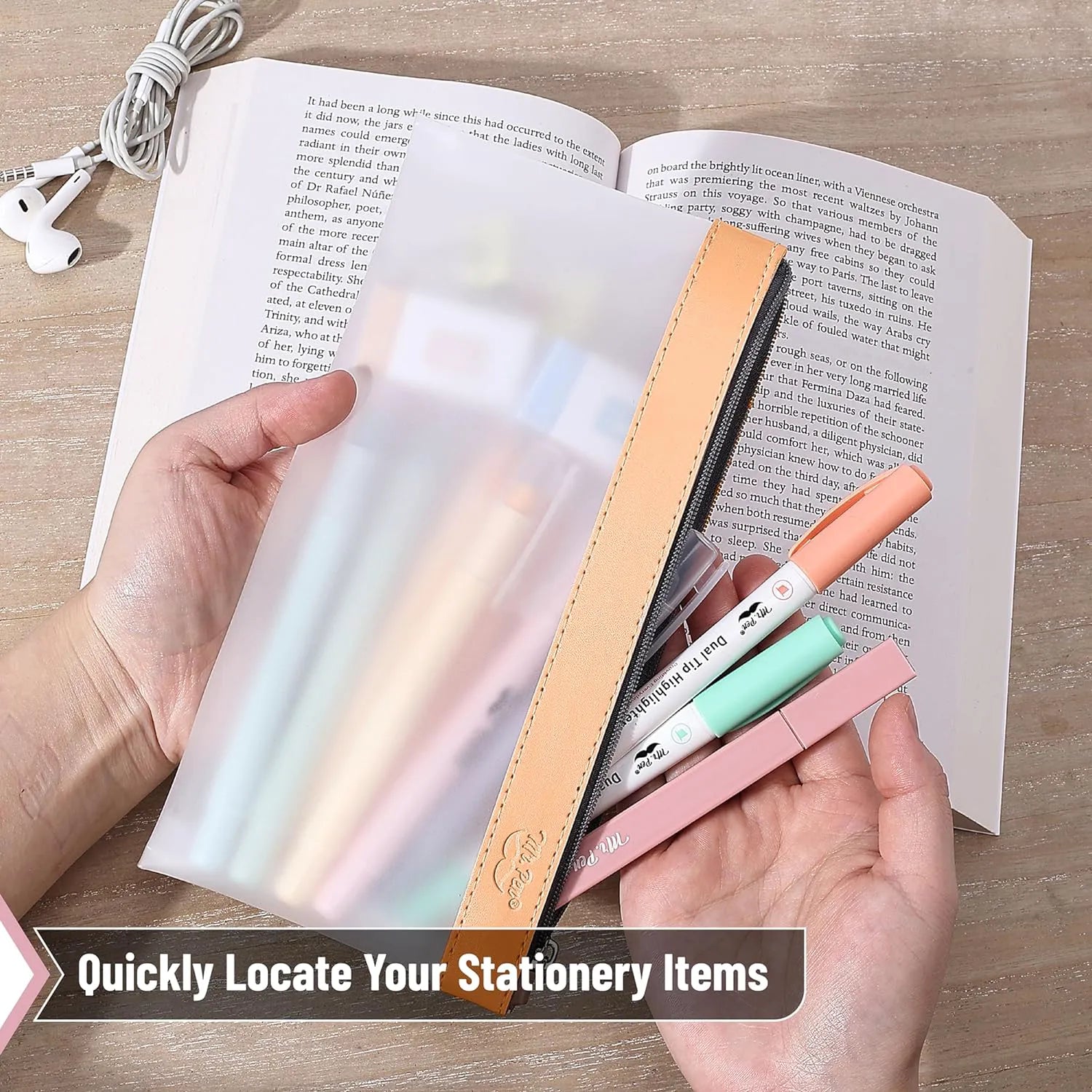 Clear Pencil Pouches (3-Pack) - Transparent TPU Zipper Bags for School, Travel & Makeup