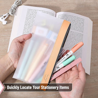 Clear Pencil Pouches (3-Pack) - Transparent TPU Zipper Bags for School, Travel & Makeup