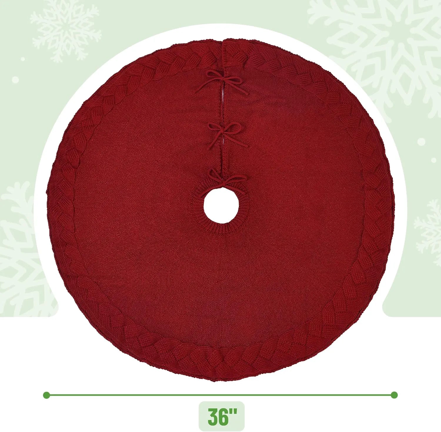 Mr. Pen Christmas Tree Skirt, 36 Inch, Red Knitted Xmas Tree Skirt