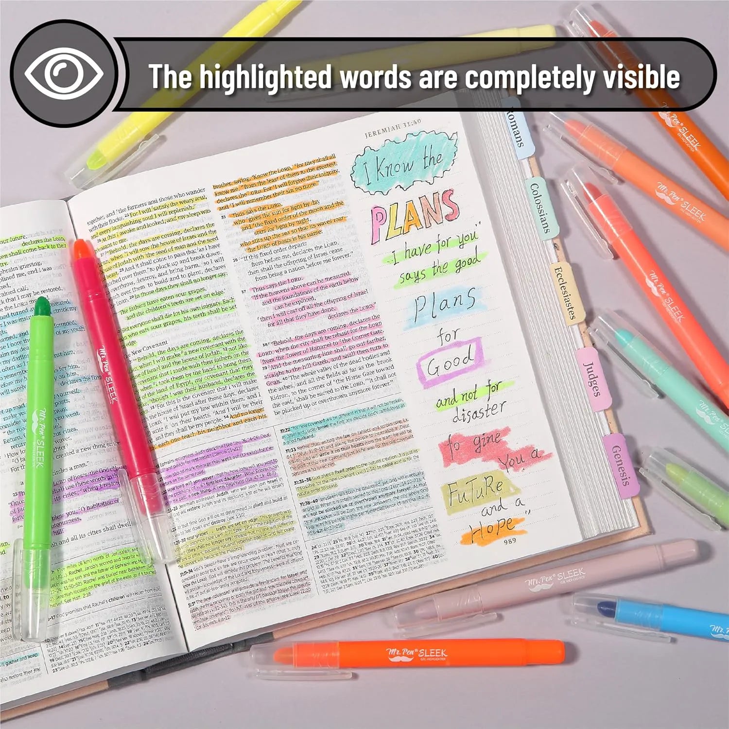 Bible Gel Highlighters, 16 Pack, Morandi & Vibrant Colors, No-Bleed, Twist-Up, Sharpenable Tips