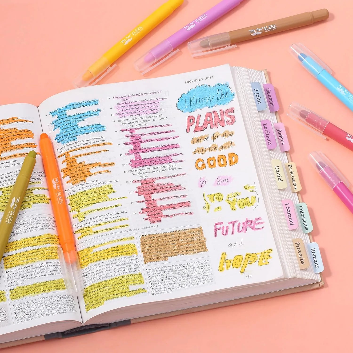 Mr. Pen Gel Highlighters, 8 Pack, Sunshine & Smiles, No Bleed Bible Highlighters & Markers