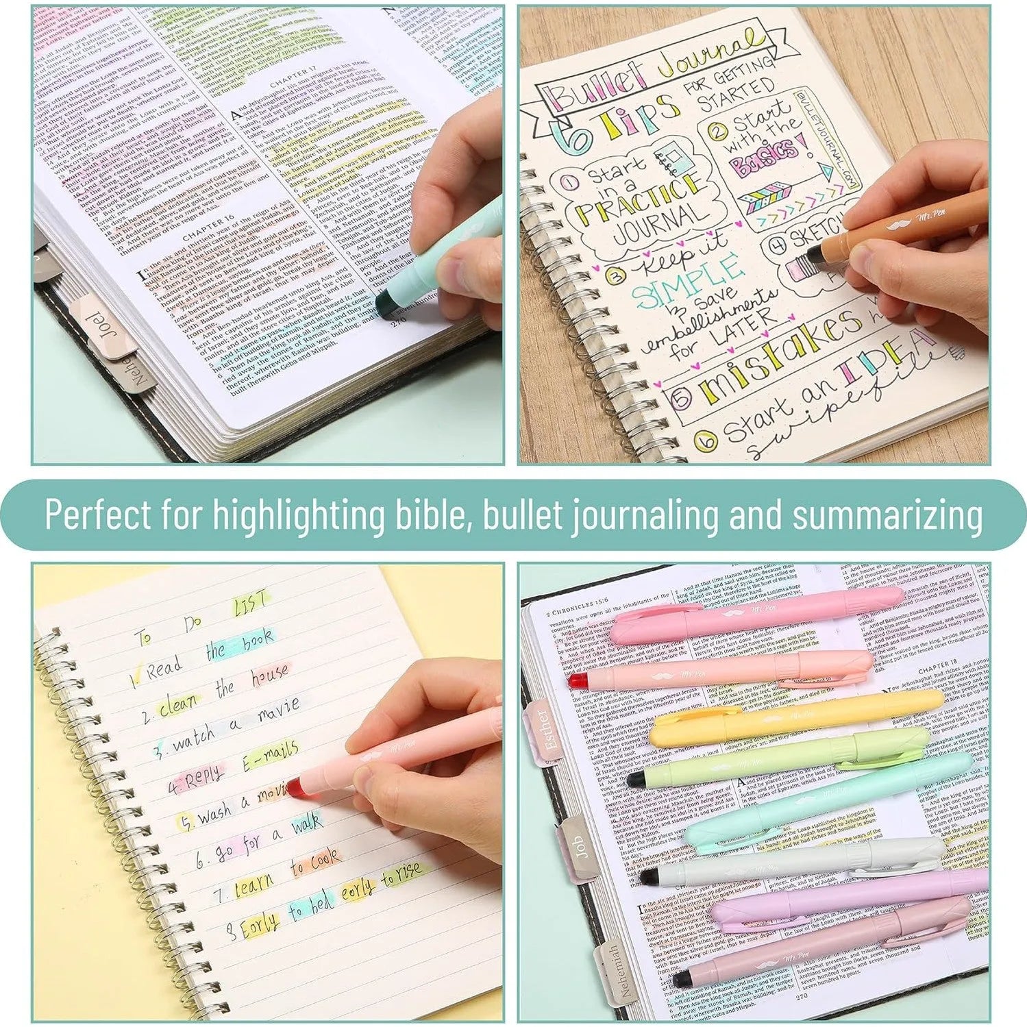 Gel Highlighters, 8 Pack, No-Bleed, Twist-Up Design, Sharpenable Tips, Smooth Glide, Perfect for Bible Pages