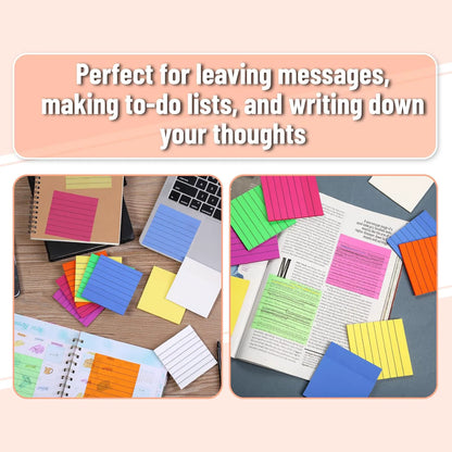 Lined Transparent Sticky Notes 3x3, 10 Pads, 500 Sheets