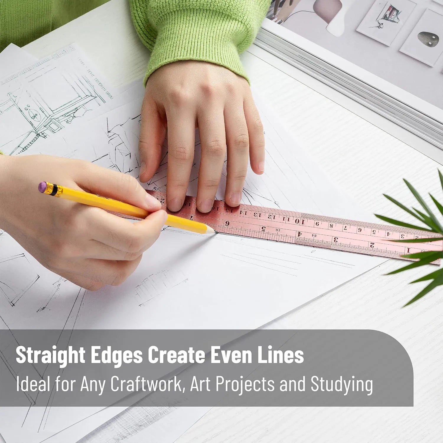 Steel Rulers 2-Pack (6 & 12 Inch) in Rose Gold