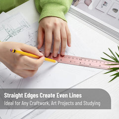 Steel Rulers 2-Pack (6 & 12 Inch) in Rose Gold
