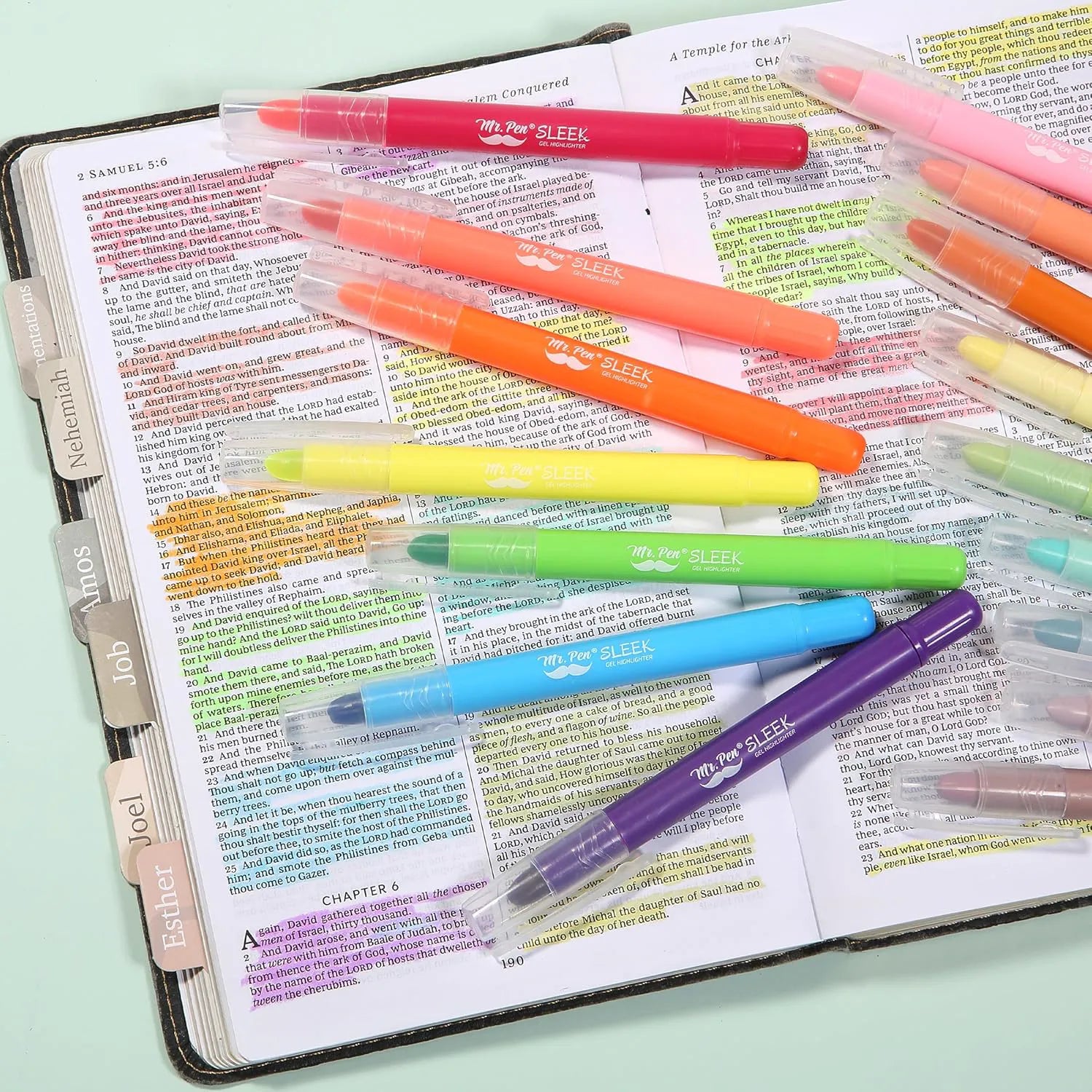 Bible Gel Highlighters, 16 Pack, Morandi & Vibrant Colors, No-Bleed, Twist-Up, Sharpenable Tips