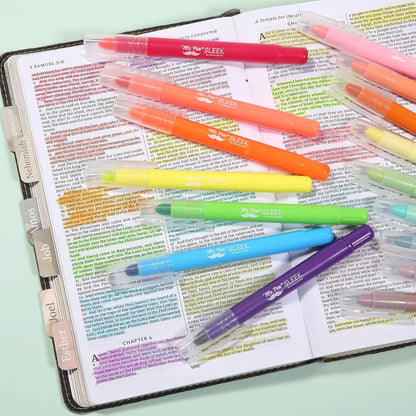 Bible Gel Highlighters, 16 Pack, Morandi & Vibrant Colors, No-Bleed, Twist-Up, Sharpenable Tips