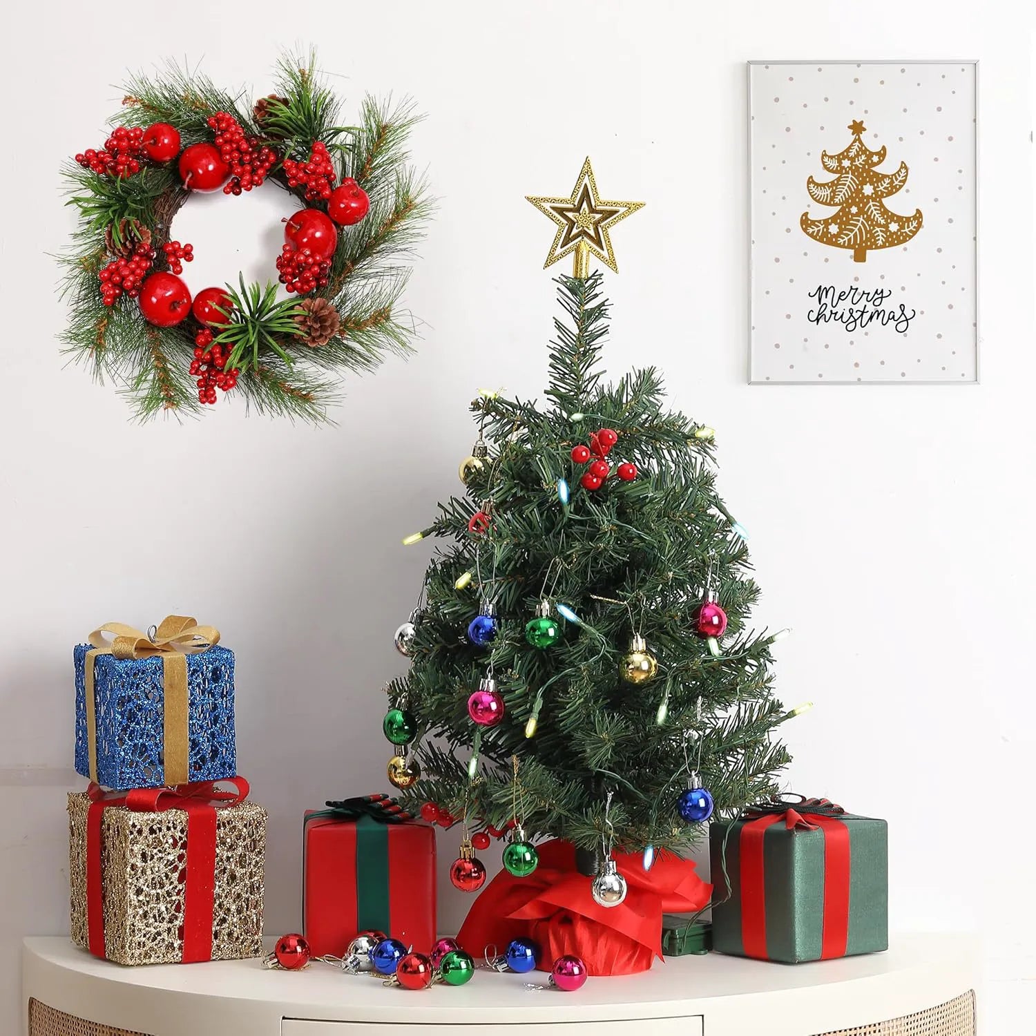Mr. Pen Mini Christmas Tree with 35 LED Lights, 22 Inch Tabletop Decor