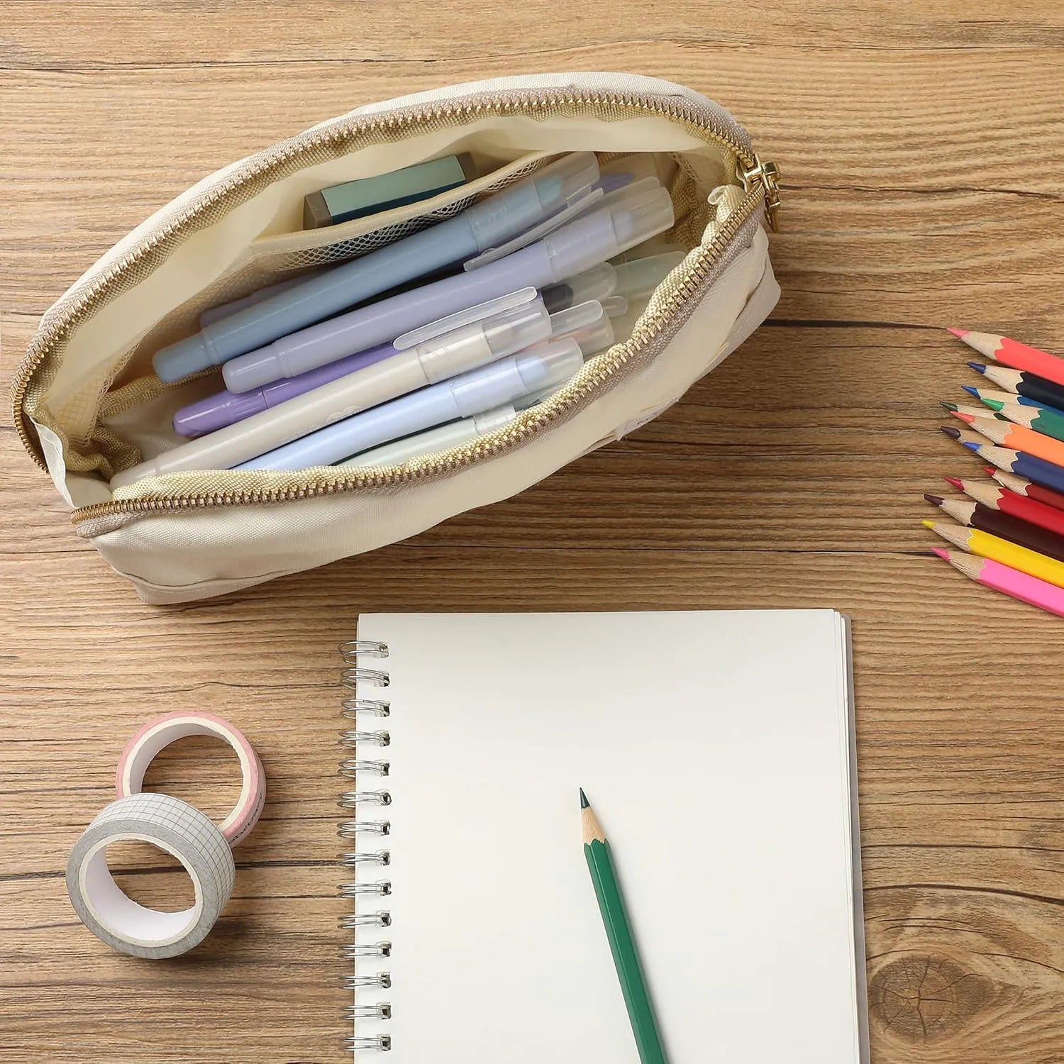 Mr. Pen Pencil Case - Cream Pencil Pouch & Bag (Selah Pen Case)