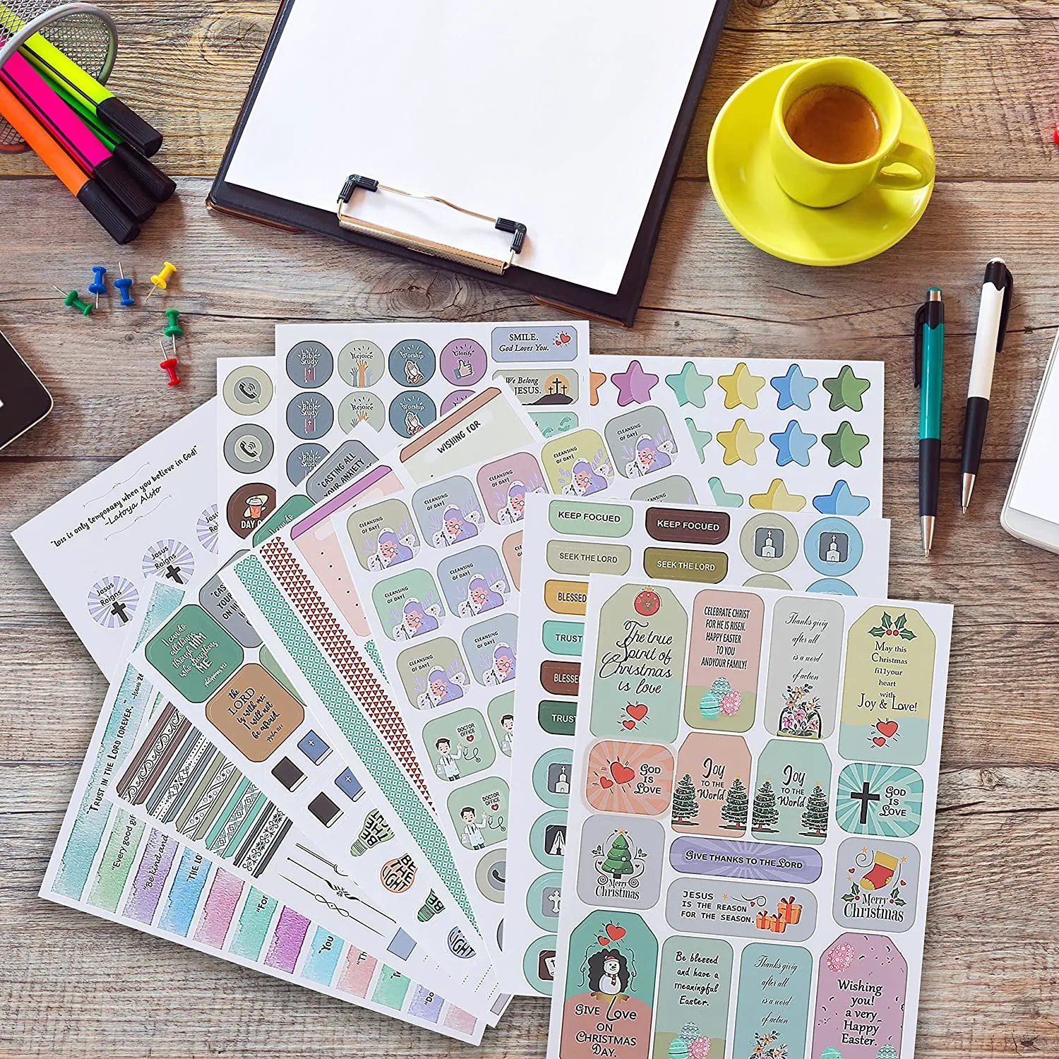 Christian & Bible Journaling Stickers - 31 Sheets, 1034 Pieces