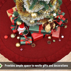 Mr. Pen Christmas Tree Skirt, 36 Inch, Red Knitted Xmas Tree Skirt
