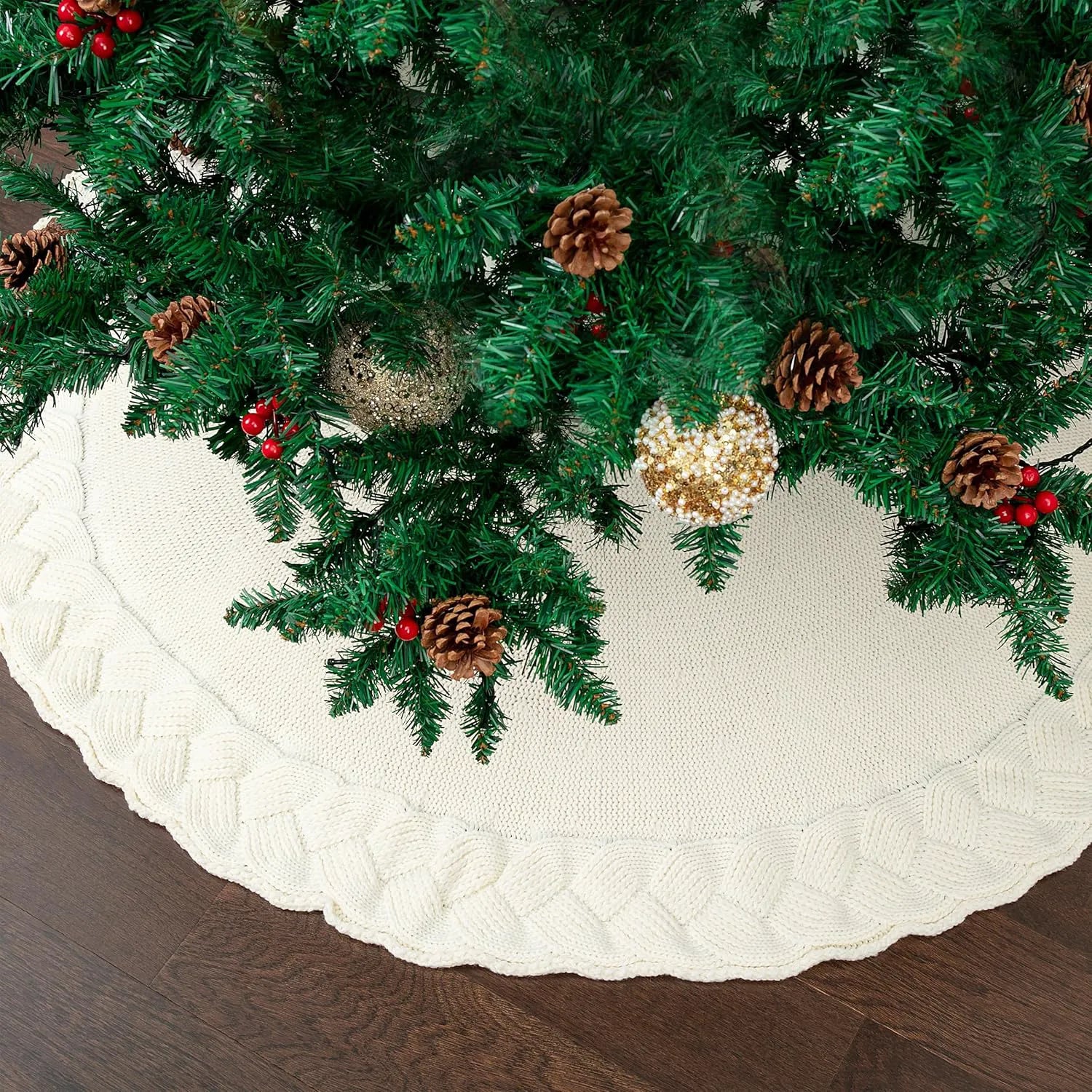 Mr. Pen Knitted Christmas Tree Skirt, 24 Inches, Small Xmas Tree Skirt