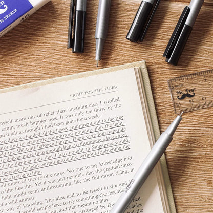Black Fineliner Pens 0.4mm Fine Tip 24 Pack Rich Ink