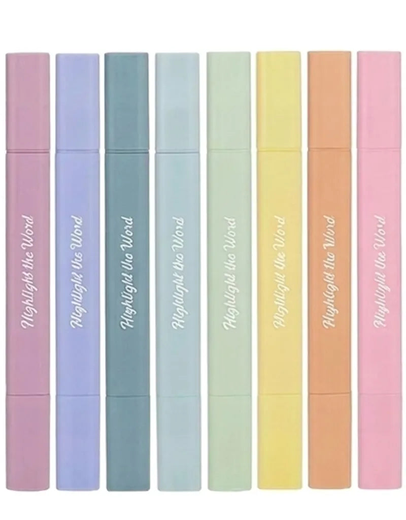 Aesthetic Dual Tip Bible Highlighters - No Bleed Through, Assorted Colors, 8 Pack, Cute Journaling & School Supplies