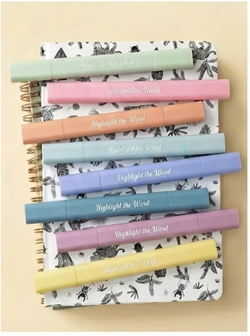 Aesthetic Dual Tip Bible Highlighters - No Bleed Through, Assorted Colors, 8 Pack, Cute Journaling & School Supplies