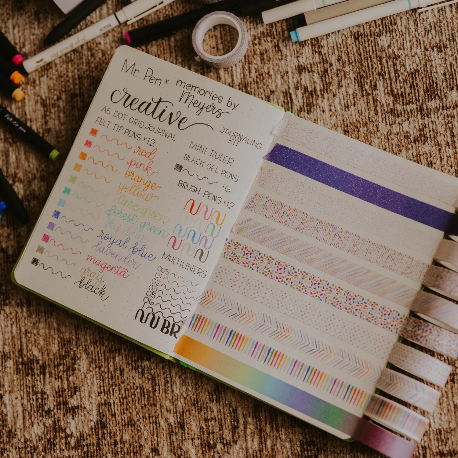 Mr. Pen Creative Journaling Kit – 10-Piece Bullet Journal Set with Notebook, Pens, Markers, Washi Tape & Tabs, Ideal Gift for Beginners and Pros