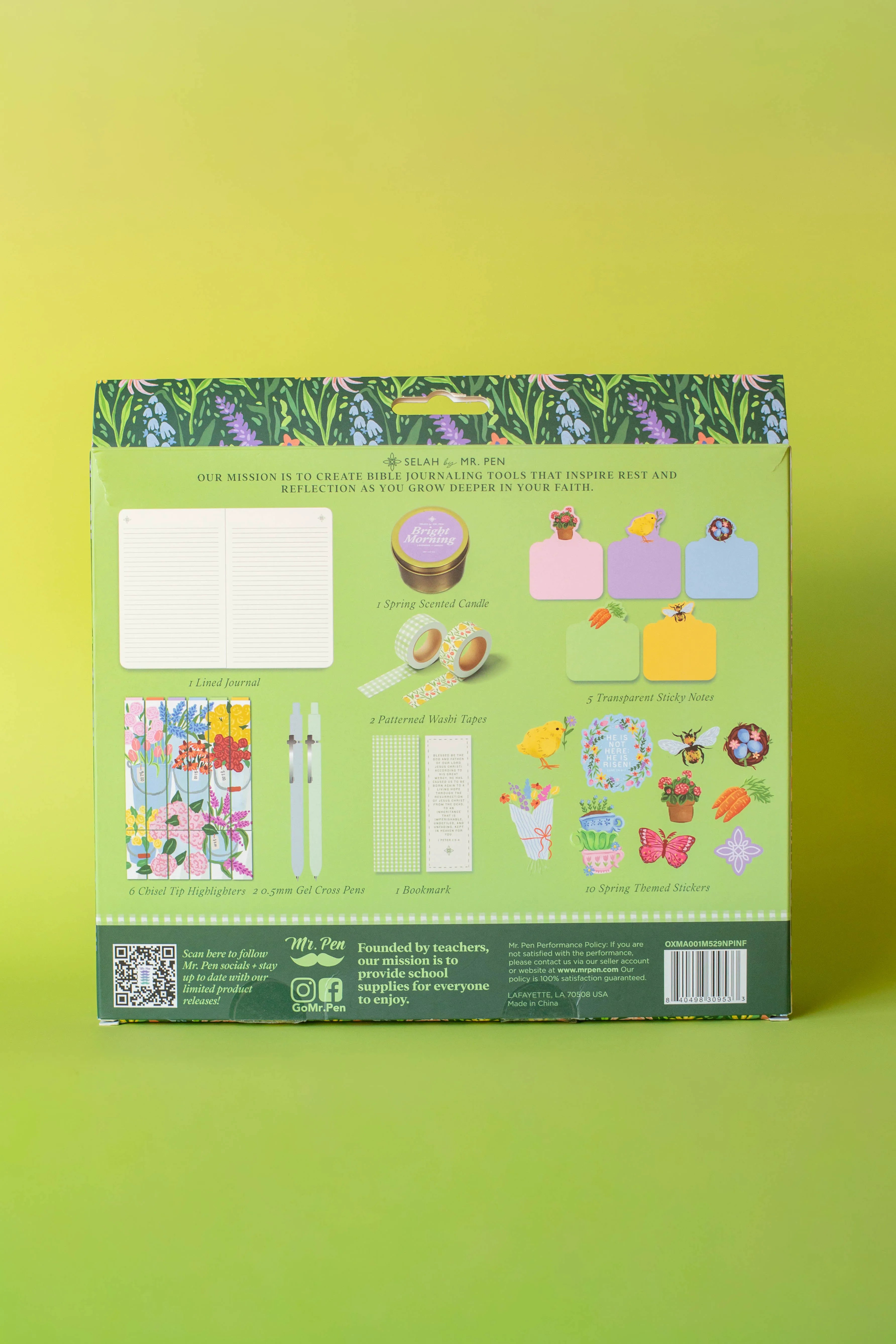 Mr. Pen Spring Bible Journaling Kit - Limited Edition Gift Set with Highlighters, Gel Pens, Washi Tape, Sticky Notes, Stickers, Scented Candle, and Bookmark