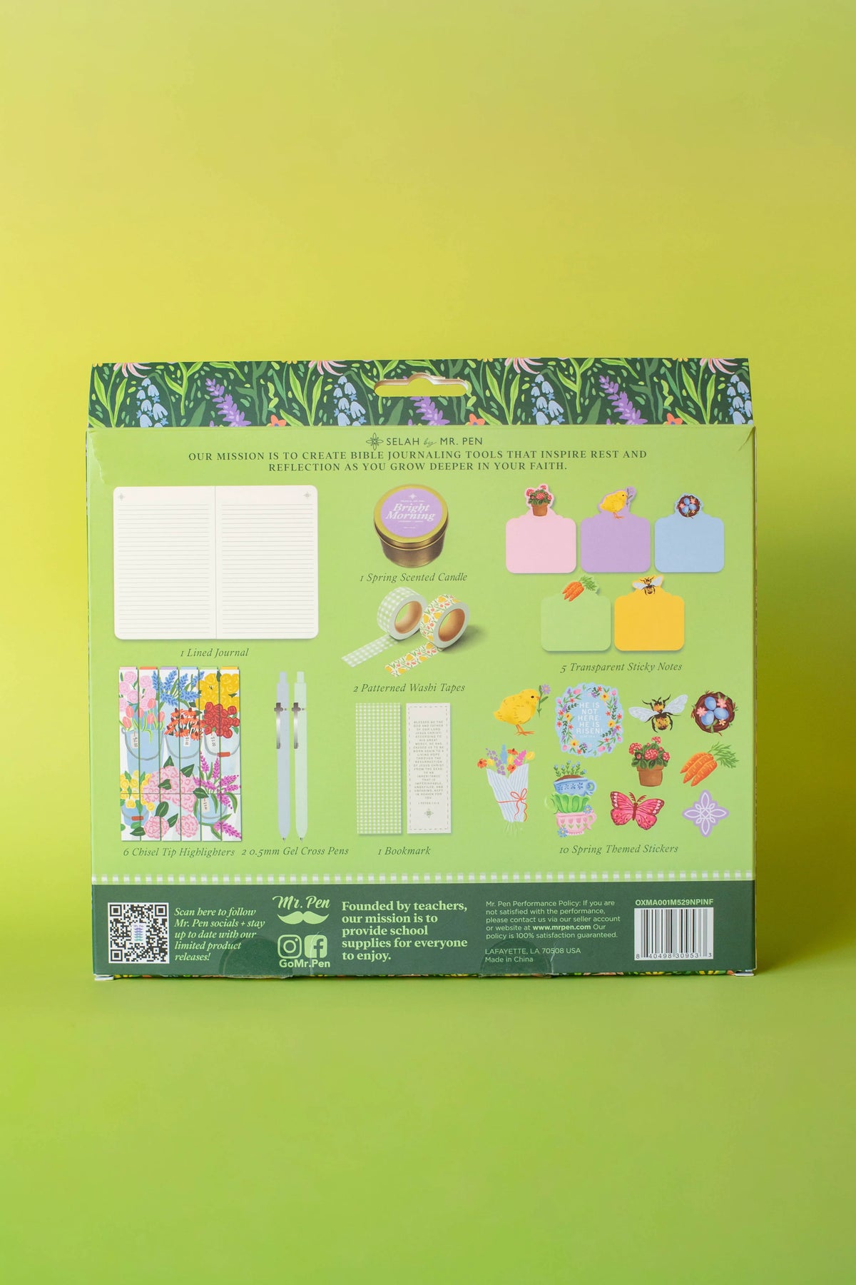 Mr. Pen Spring Bible Journaling Kit - Limited Edition Gift Set with Highlighters, Gel Pens, Washi Tape, Sticky Notes, Stickers, Scented Candle, and Bookmark