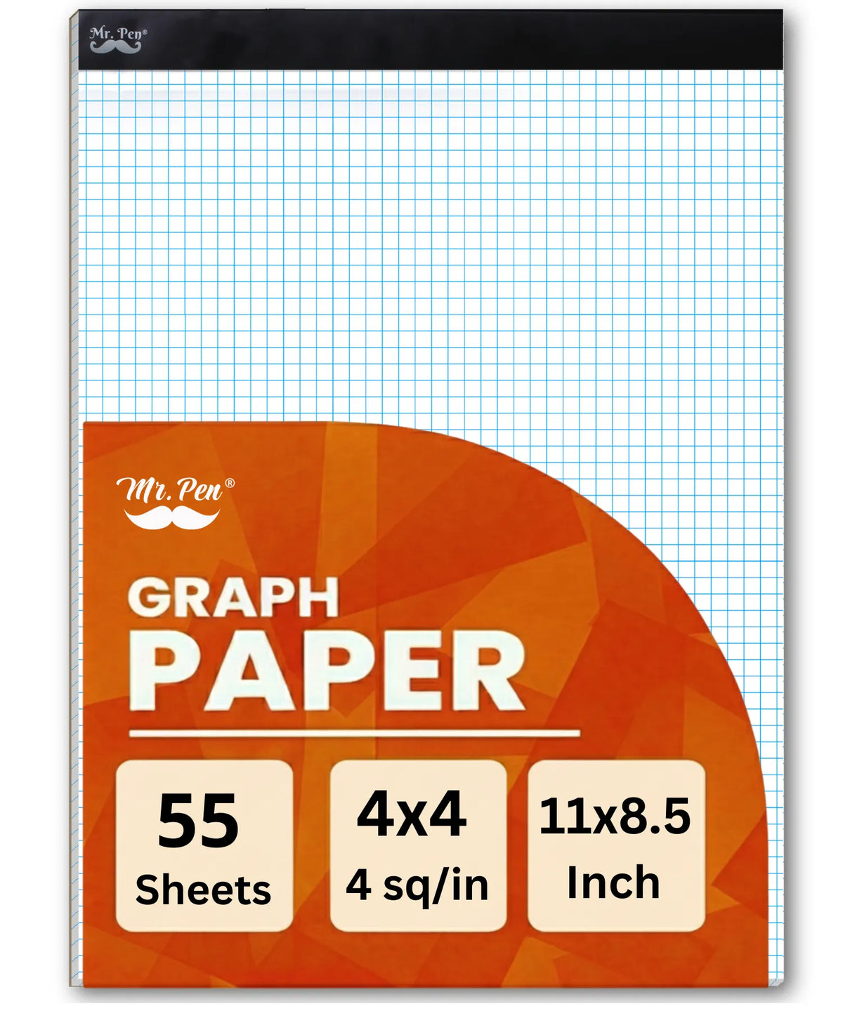 Graph Paper Pad 11" x 8.5", 4x4 Grid (4 Squares/Inch), 55 Sheets, Quad Ruled