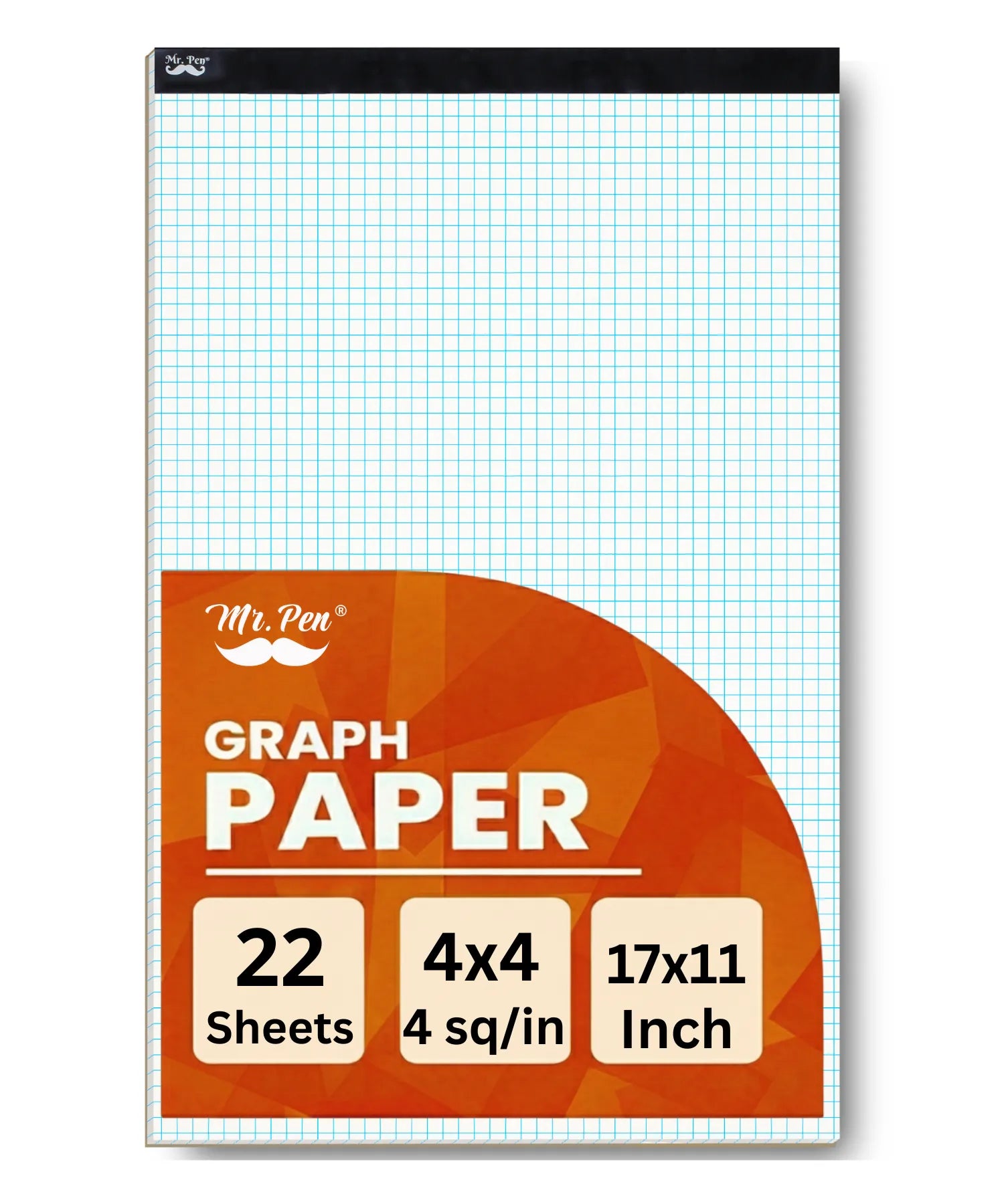 Graph Paper Pad 17x11, 4x4 Grid (4 Squares/Inch), 22 Sheets, White
