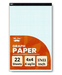 Graph Paper Pad 17x11, 4x4 Grid (4 Squares/Inch), 22 Sheets, White