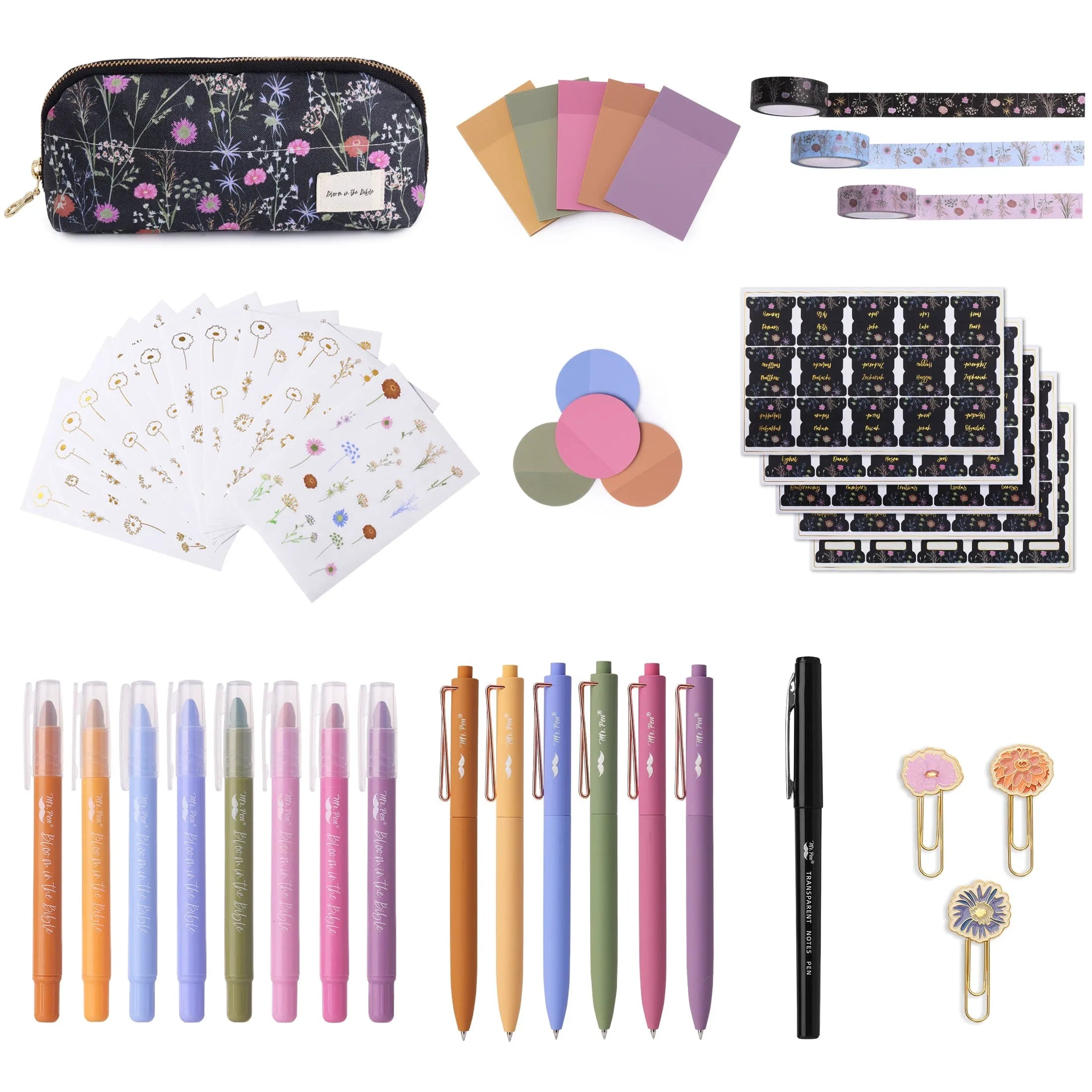 Mr. Pen Bloom in the Bible Journaling Kit – Complete Gift Set with Highlighters, Pens, Stickers, Tabs & More