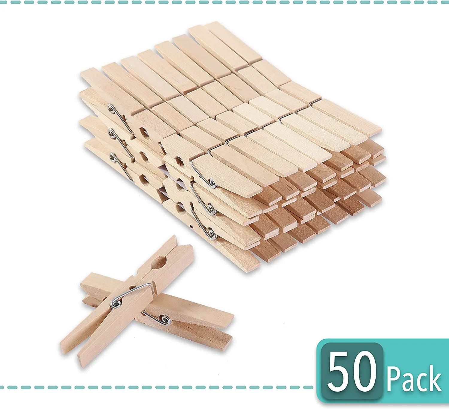 No-Slip Clothespins for Hanging Clothes, 50 Pack, 2.9 Inches