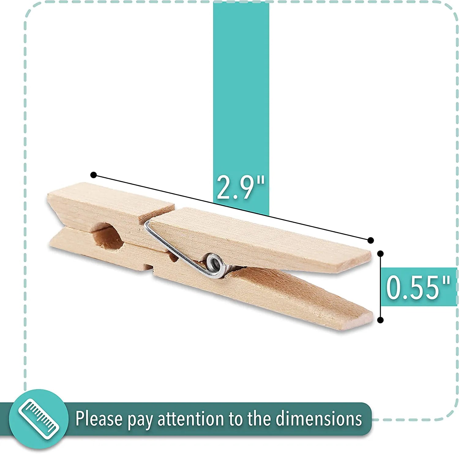 No-Slip Clothespins for Hanging Clothes, 50 Pack, 2.9 Inches