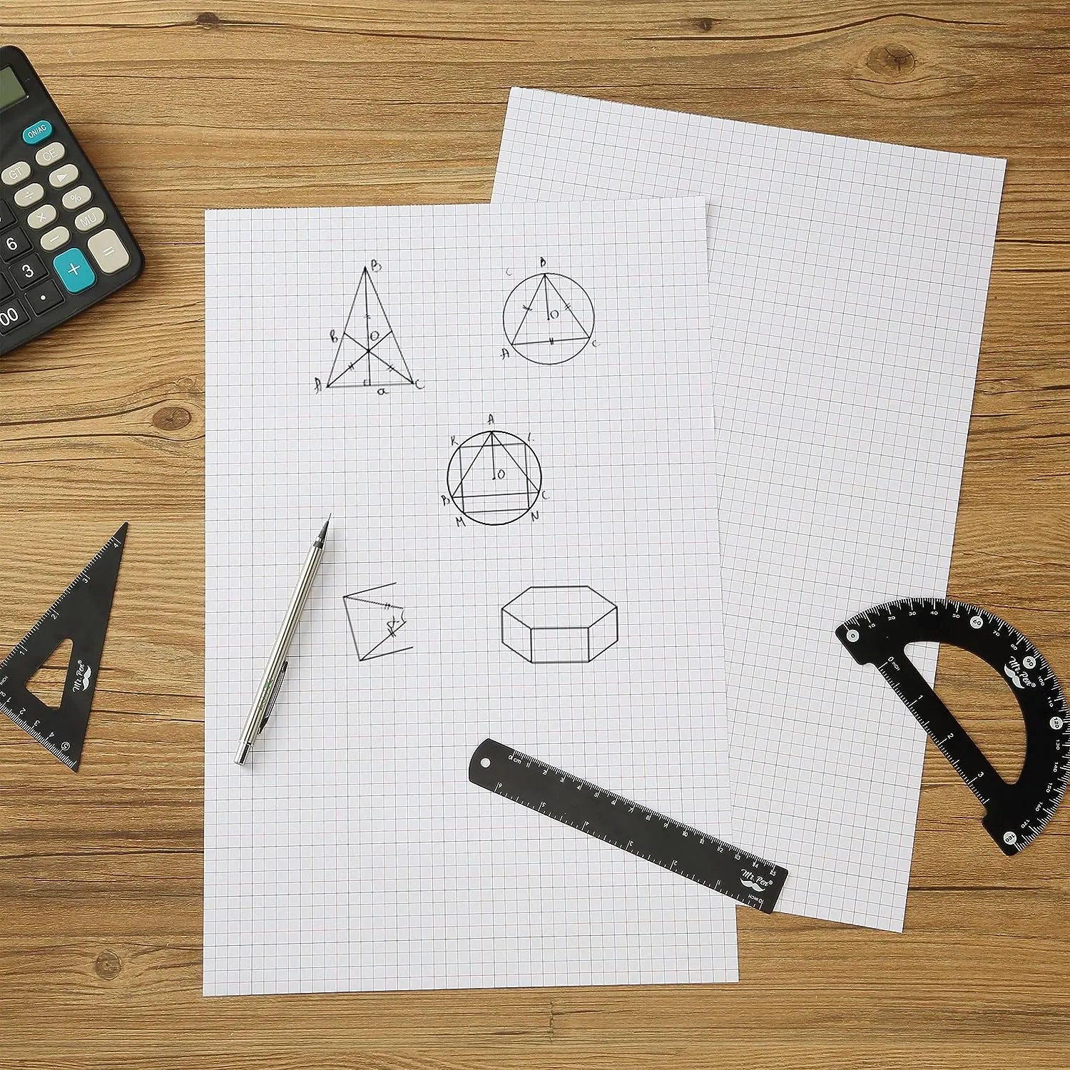 Graph Paper 17x11, 4x4 Grid (1/4 in), Color Lined, 22 Sheets for Drafting