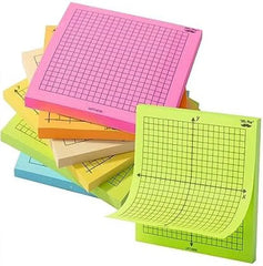 Graph Paper Sticky Notes 3x3, 6 Pads, Bright Colors, 300 Sheets