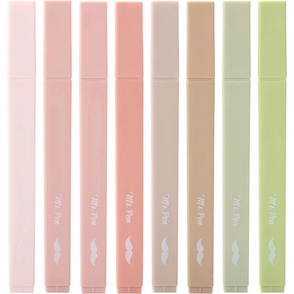 Boho Aesthetic Highlighters (8-Pack) with No-Bleed Ink & Chisel Tip