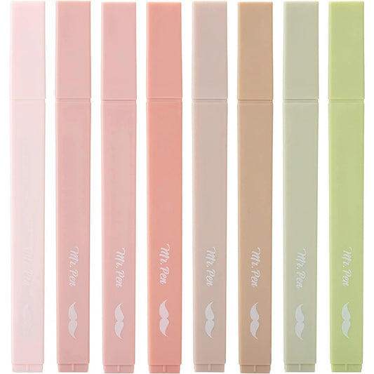 Boho Aesthetic Highlighters (8-Pack) with No-Bleed Ink & Chisel Tip