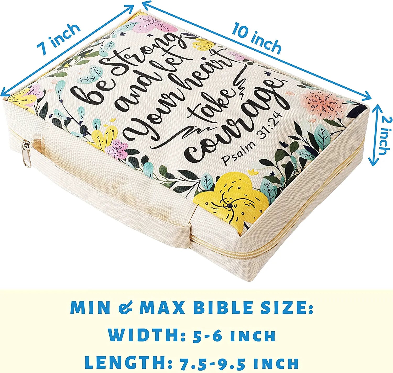 Bible Cover & Case for Women – Durable Canvas Bible Bag with Handle, Fits Standard Study Bibles
