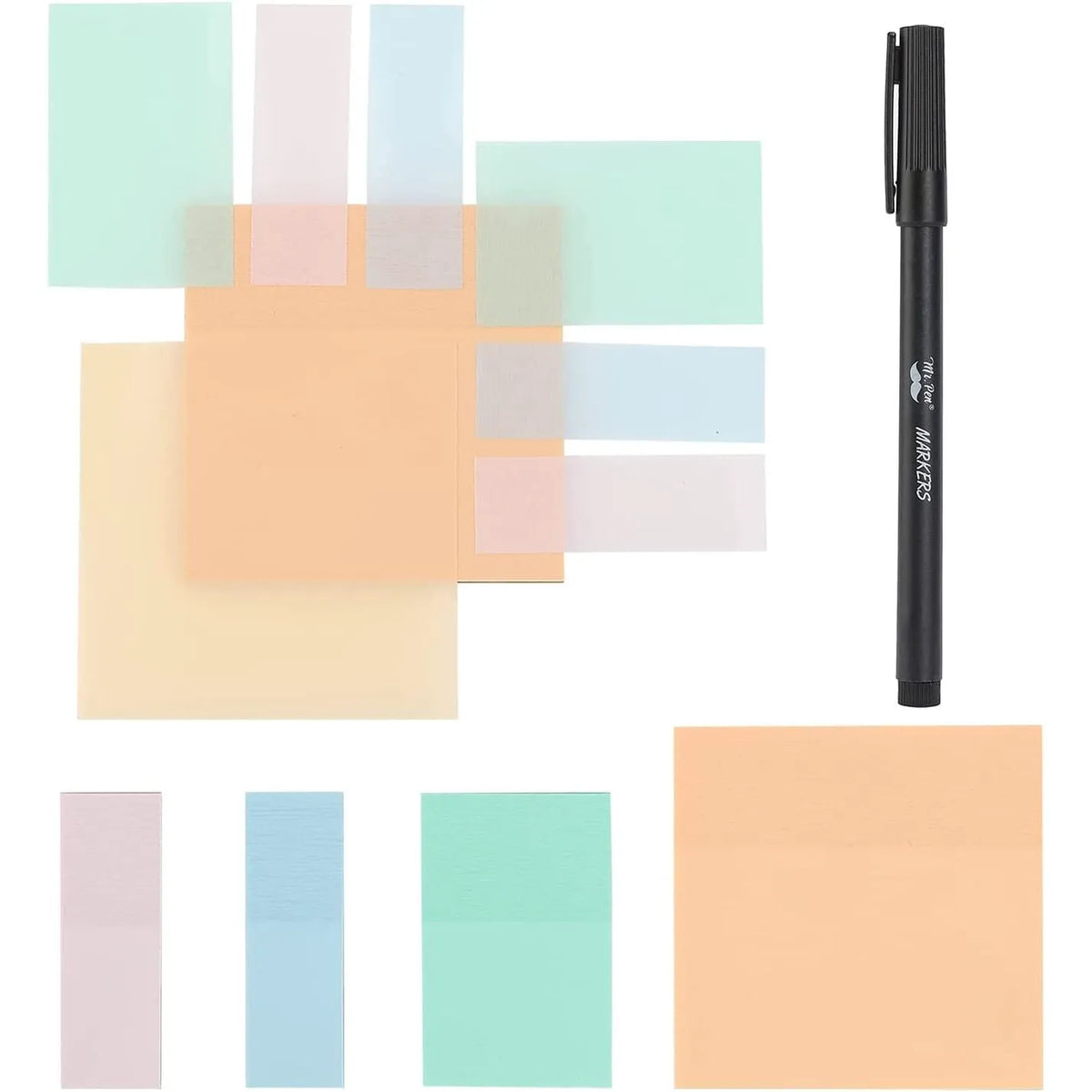 Transparent Sticky Notes with Pen, 200 Pastel Sheets for Bible Journaling, Study & Books