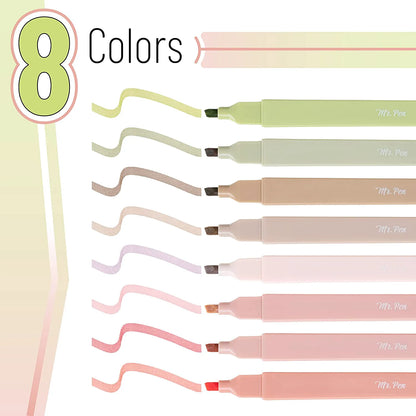 Boho Aesthetic Highlighters (8-Pack) with No-Bleed Ink & Chisel Tip