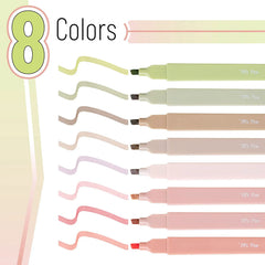 Boho Aesthetic Highlighters (8-Pack) with No-Bleed Ink & Chisel Tip
