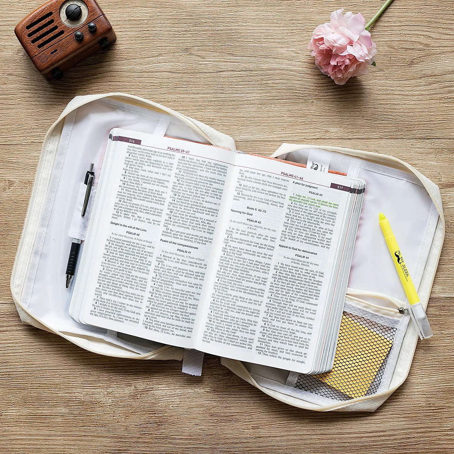 Bible Cover & Case for Women – Durable Canvas Bible Bag with Handle, Fits Standard Study Bibles