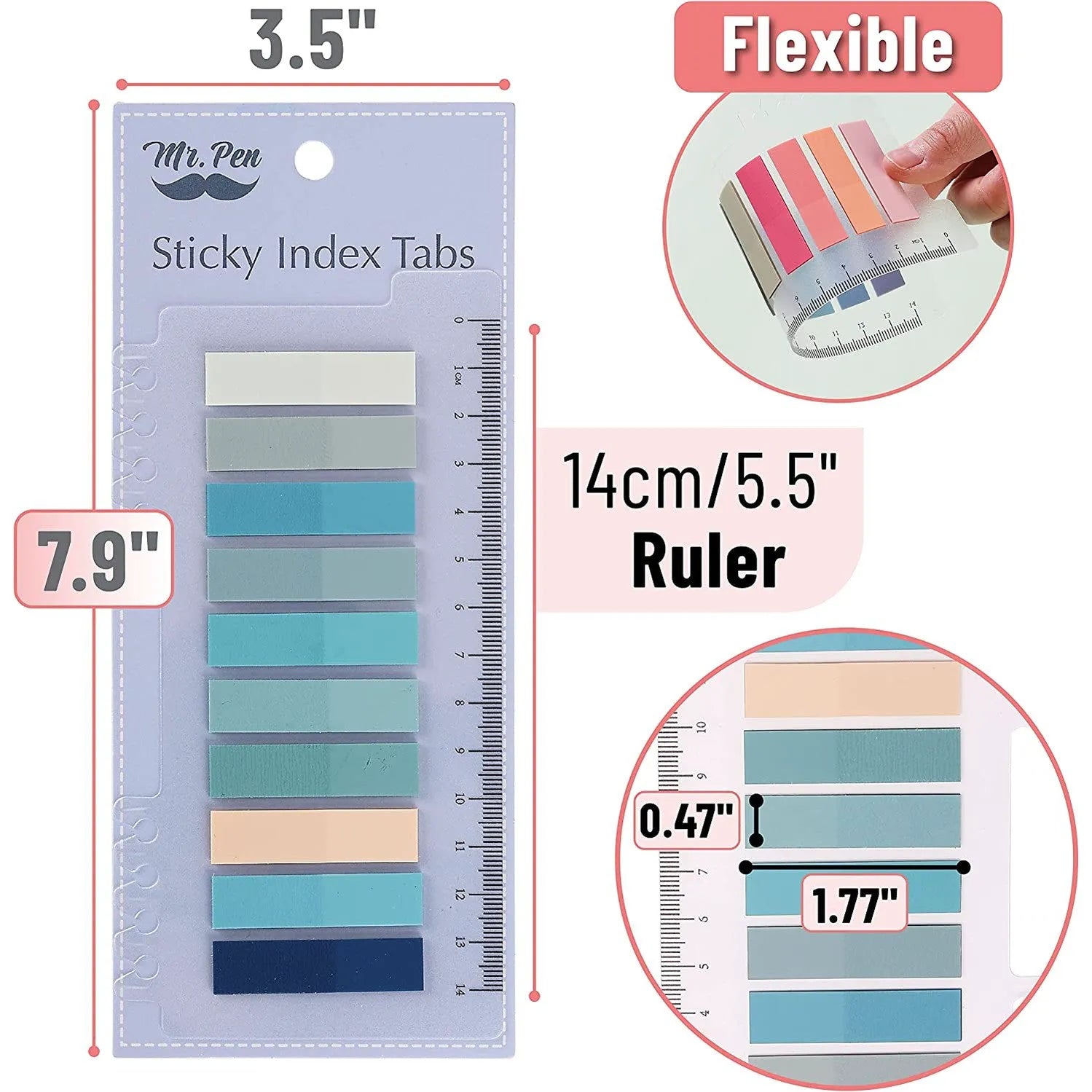 Sticky Tabs 1600 Pcs, Transparent Colorful Index Tabs, Page Markers, Book Tabs for Notes & Organizing