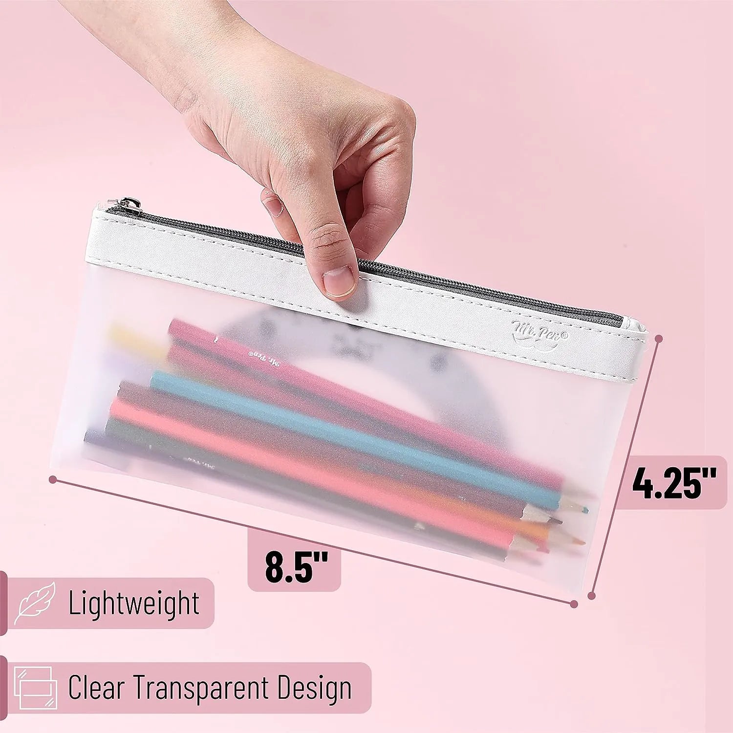 Clear Pencil Pouches (3-Pack) - Transparent TPU Zipper Bags for School, Travel & Makeup