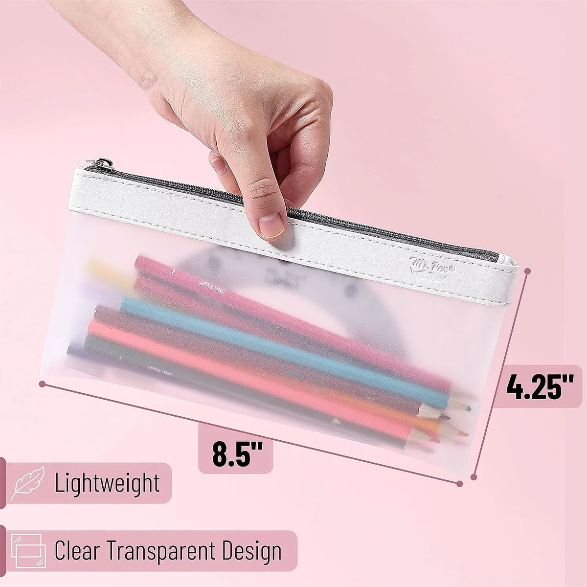 Clear Pencil Pouches (3-Pack) - Transparent TPU Zipper Bags for School, Travel & Makeup