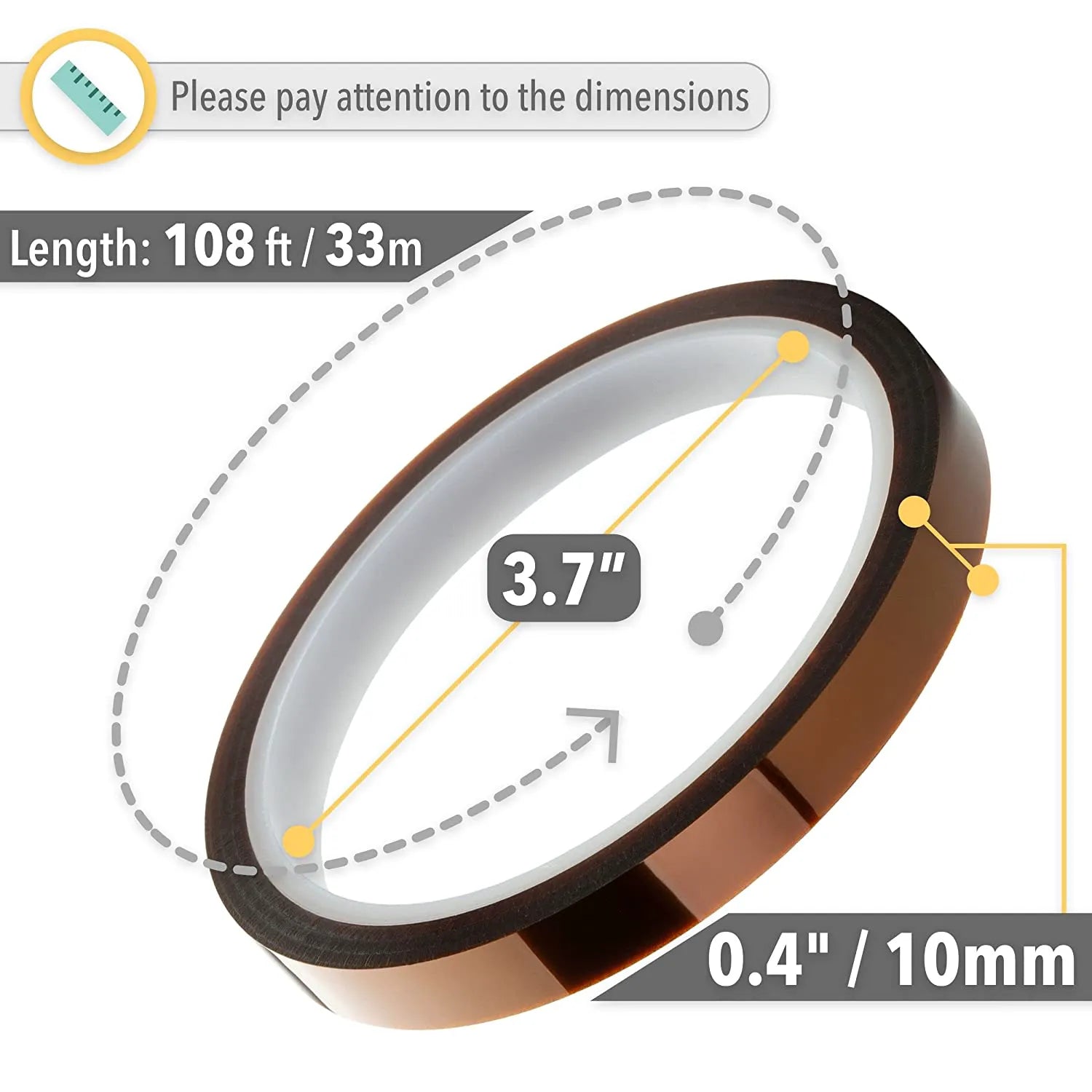 Heat Resistant Tape 10mm x 33m (2 Rolls) for Heat Press Sublimation