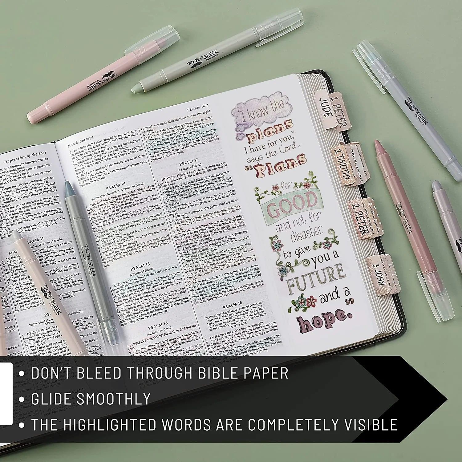 Gel Highlighters, 8 Pack, No-Bleed, Twist-Up Design, Sharpenable Tips, Smooth Glide, Perfect for Bible Pages