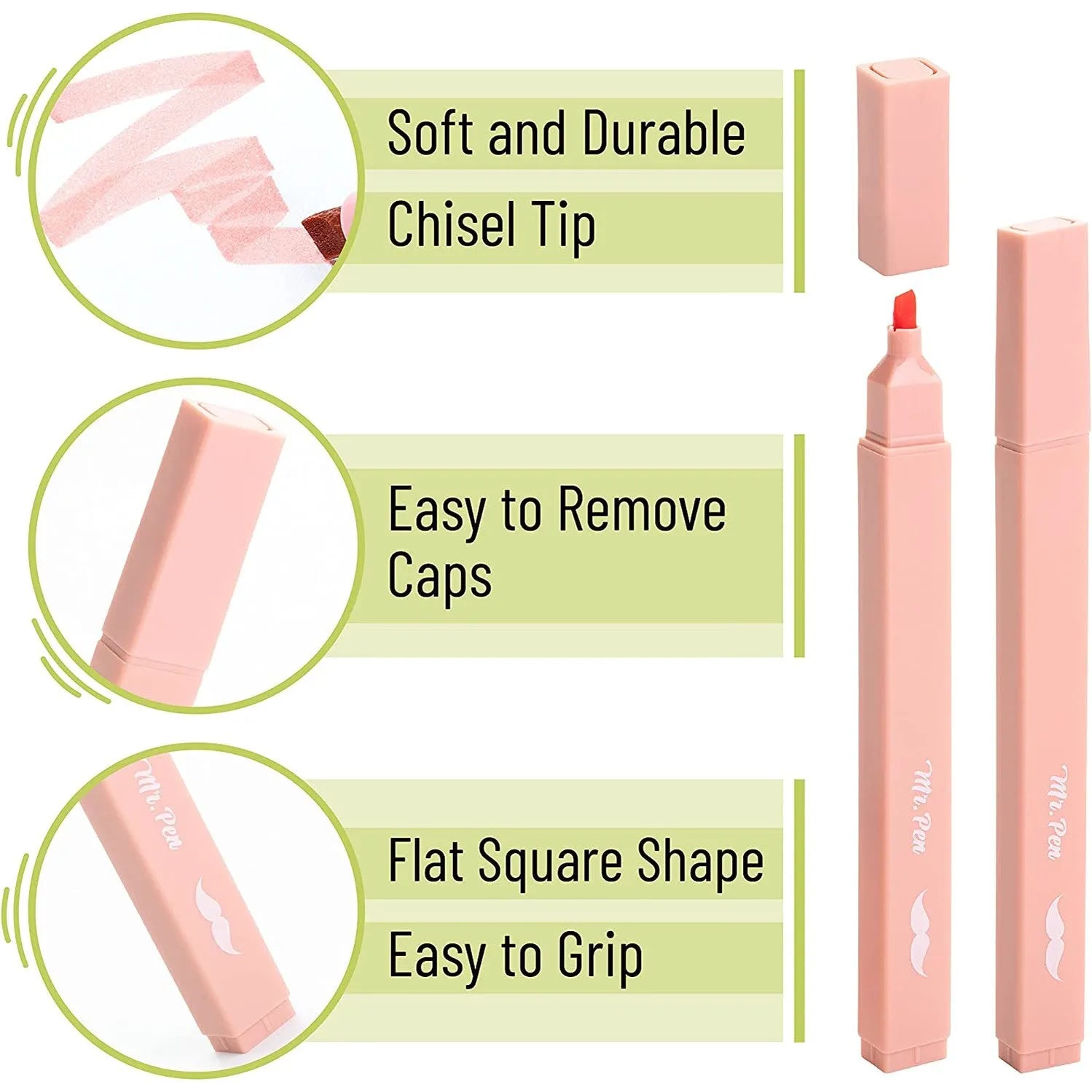 Boho Aesthetic Highlighters (8-Pack) with No-Bleed Ink & Chisel Tip