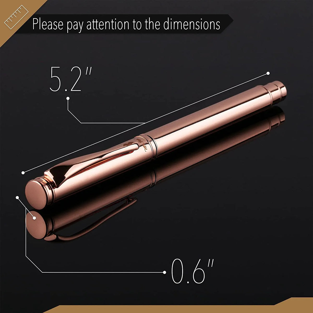 Luxury Rose Gold Executive Pen with Fine Point Black Ink and Extra Refill